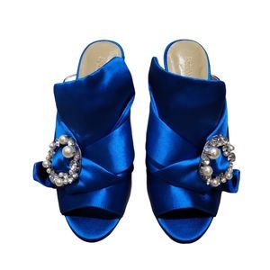 Enzo Angiolini blue , jeweled buckle Mules shoes - 7.5